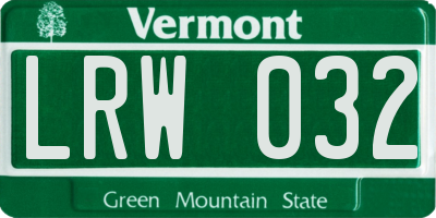 VT license plate LRW032