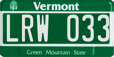 VT license plate LRW033