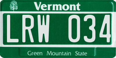 VT license plate LRW034