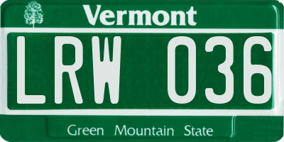 VT license plate LRW036