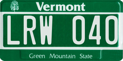 VT license plate LRW040