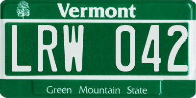 VT license plate LRW042
