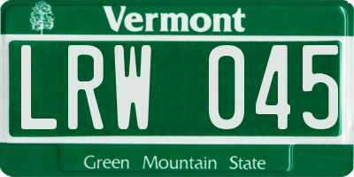 VT license plate LRW045