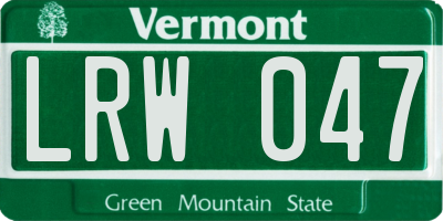 VT license plate LRW047