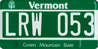 VT license plate LRW053