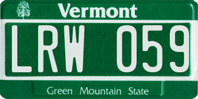 VT license plate LRW059