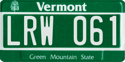 VT license plate LRW061