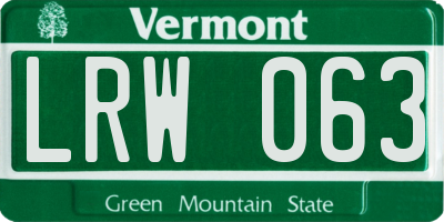 VT license plate LRW063