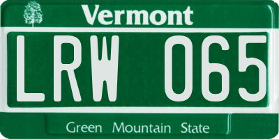 VT license plate LRW065