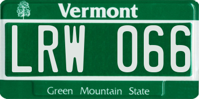 VT license plate LRW066