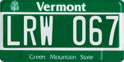 VT license plate LRW067