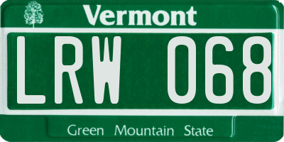 VT license plate LRW068