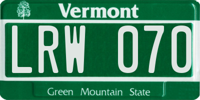 VT license plate LRW070