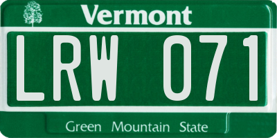 VT license plate LRW071