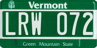 VT license plate LRW072