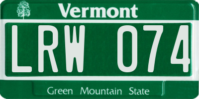 VT license plate LRW074