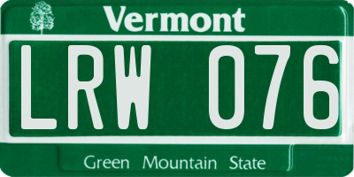 VT license plate LRW076