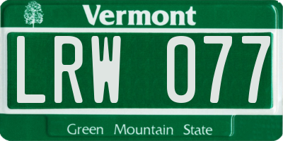 VT license plate LRW077
