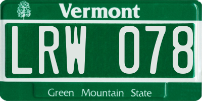 VT license plate LRW078
