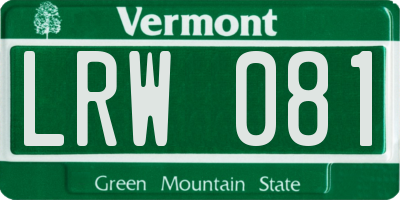 VT license plate LRW081