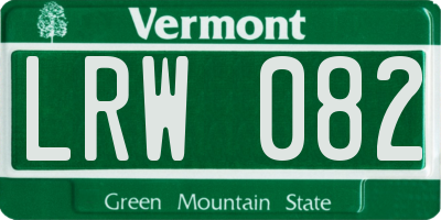 VT license plate LRW082