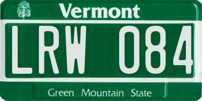 VT license plate LRW084