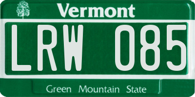 VT license plate LRW085