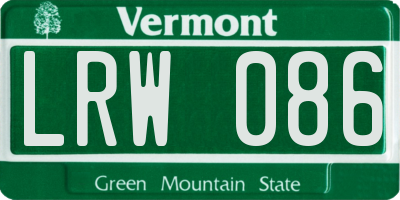 VT license plate LRW086
