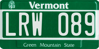 VT license plate LRW089