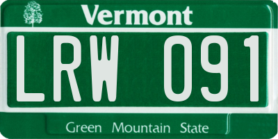 VT license plate LRW091
