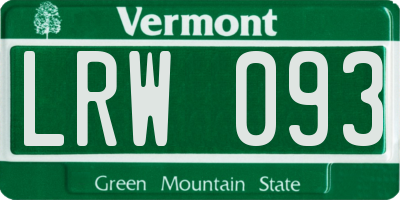 VT license plate LRW093