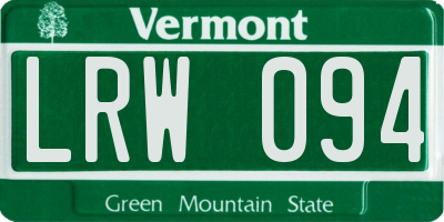 VT license plate LRW094