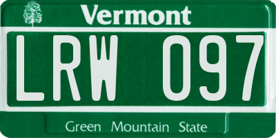 VT license plate LRW097