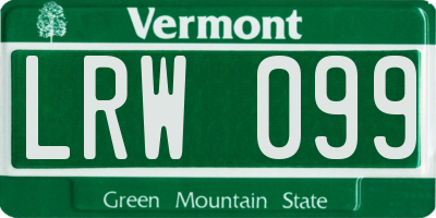 VT license plate LRW099