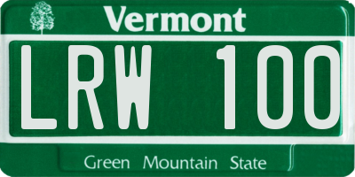 VT license plate LRW100