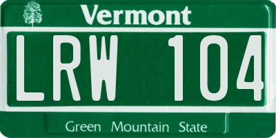 VT license plate LRW104