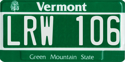 VT license plate LRW106