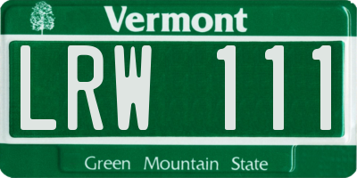VT license plate LRW111