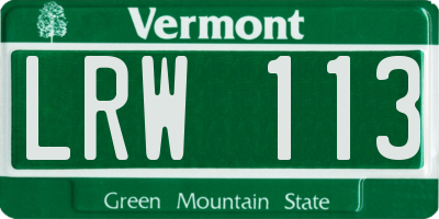 VT license plate LRW113
