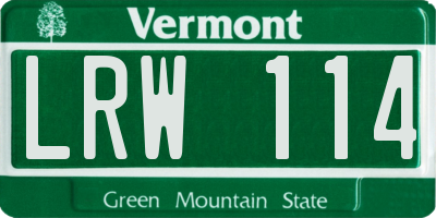 VT license plate LRW114