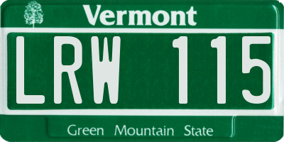 VT license plate LRW115