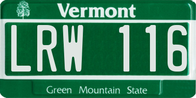 VT license plate LRW116