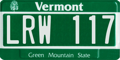 VT license plate LRW117