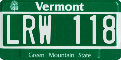 VT license plate LRW118