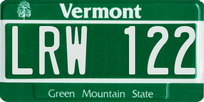 VT license plate LRW122