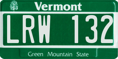 VT license plate LRW132
