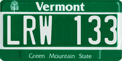 VT license plate LRW133