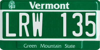 VT license plate LRW135