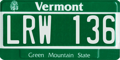 VT license plate LRW136