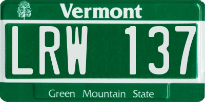 VT license plate LRW137